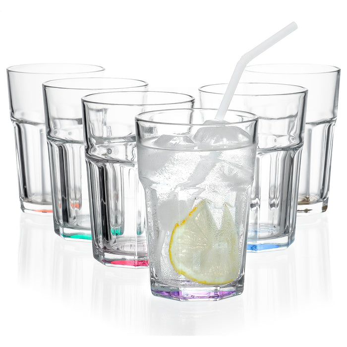 Red Co. Set of 6 Clear Glass 8 Oz Short Highball Rocks Tumblers
