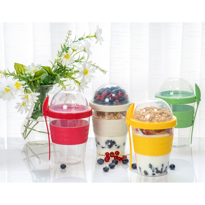 Cereal On the Go Cups Breakfast Drink Cups Portable Yogurt and Cereal To-Go  Container Cup (Rose Red)
