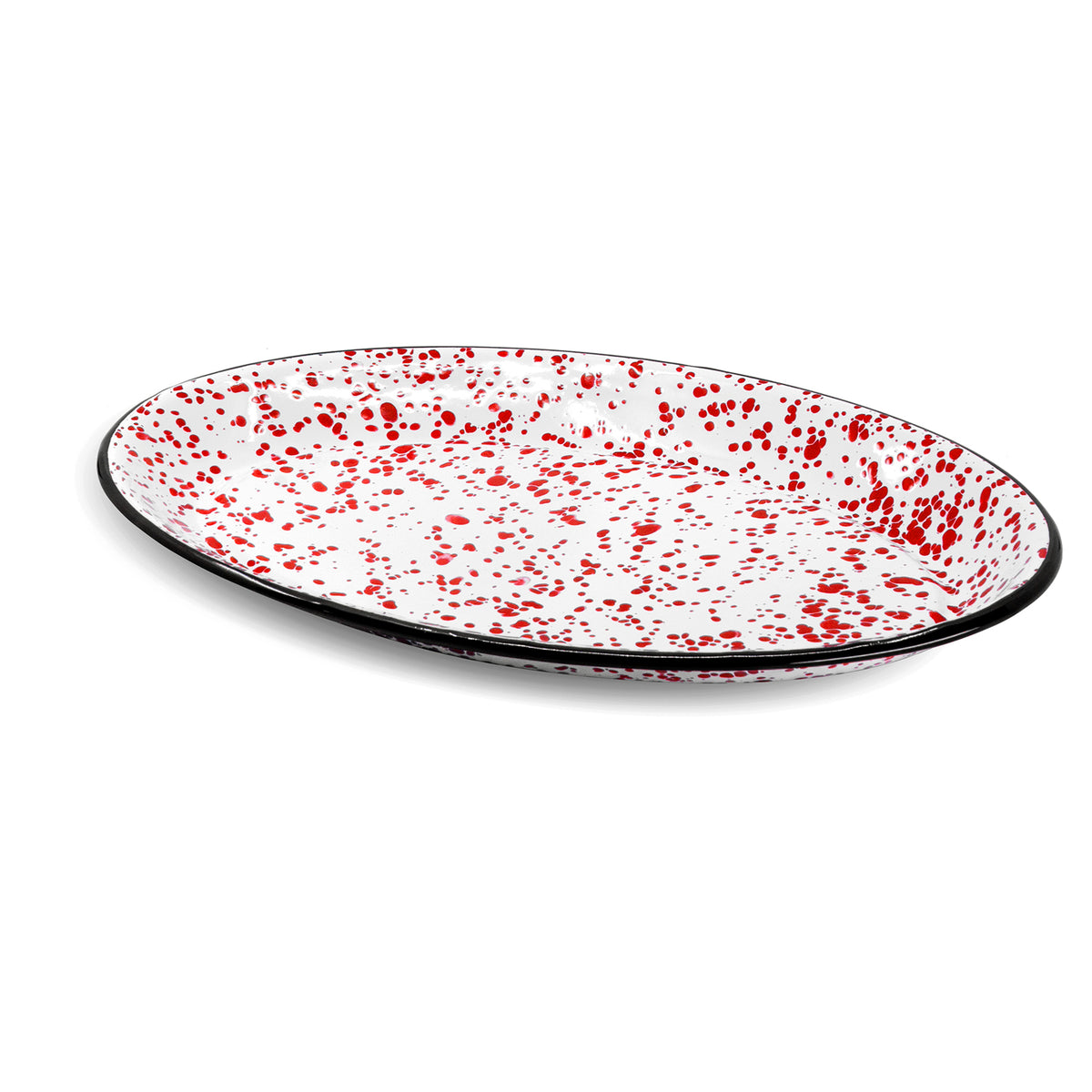  Red Co. 13.5” x 10” Enamelware Metal Classic 1.6-Quart  Rectangular Serving Tray, Red Marble/Black Rim – Splatter Design : Home &  Kitchen