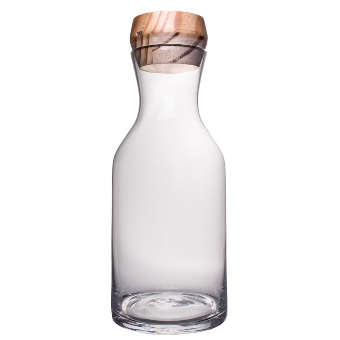 Clear Glass Bottle Decanter with Bamboo Stopper - 44 Ounce