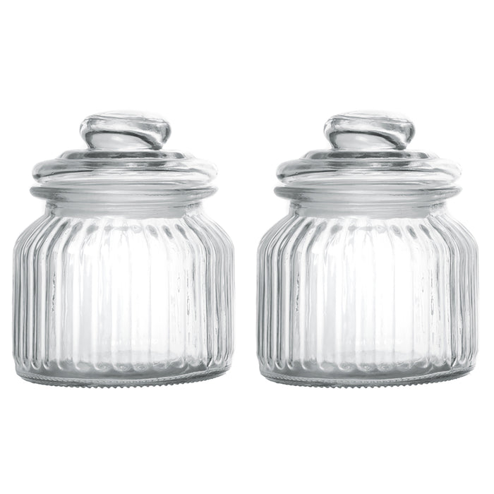Ripple Food Storage Small Glass Jar Canister with Airtight Lid - 9.75 Ounce, Set