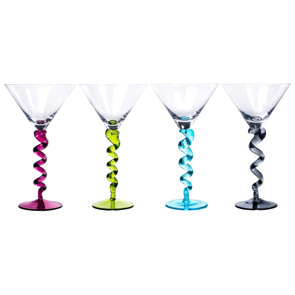 Crystal Martini Glasses Colored - Set of 4 - Stemmed Multi-Color Glass,  Great for all Drink Types an…See more Crystal Martini Glasses Colored - Set  of