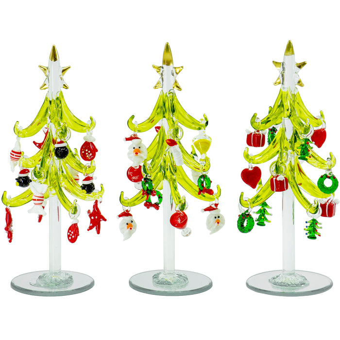 Mini Christmas Tree, Glass With Red Ornaments