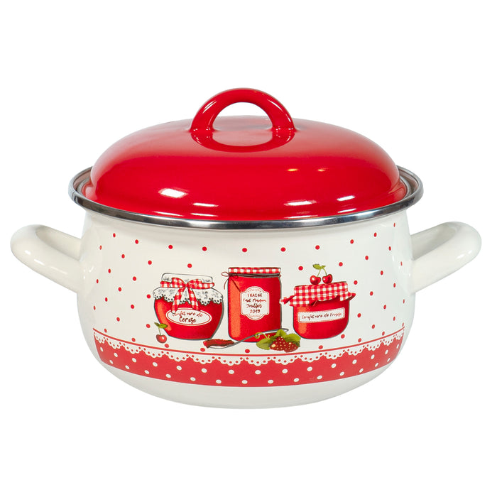 Red Co. Vintage Enamel Cookware Extra Large Induction Stockpot with Silver  Trim and Lid
