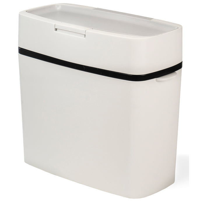 Red Co. Rectangular Modern Trash Can with Press Top Lid, Rubbish Bin Wastebasket Receptacle Garbage Container, for Office Home Bathroom, White, 3.9 Gallons